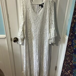 Cottagecore White Lace Long Sleeve Dress